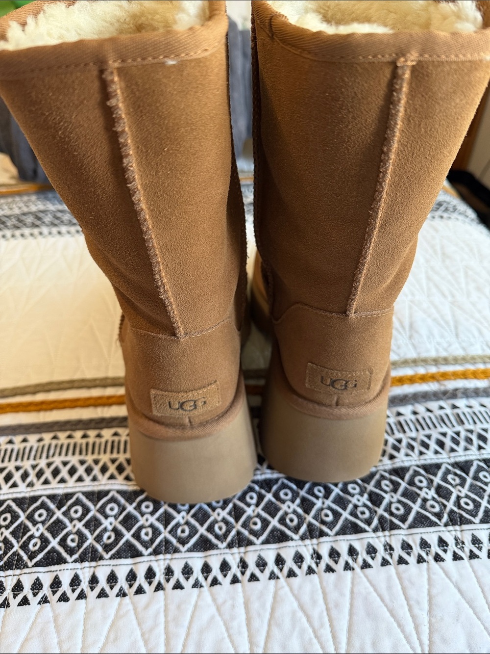UGG Classic Tall Boots in Chestnut Suede with Shearling Trim